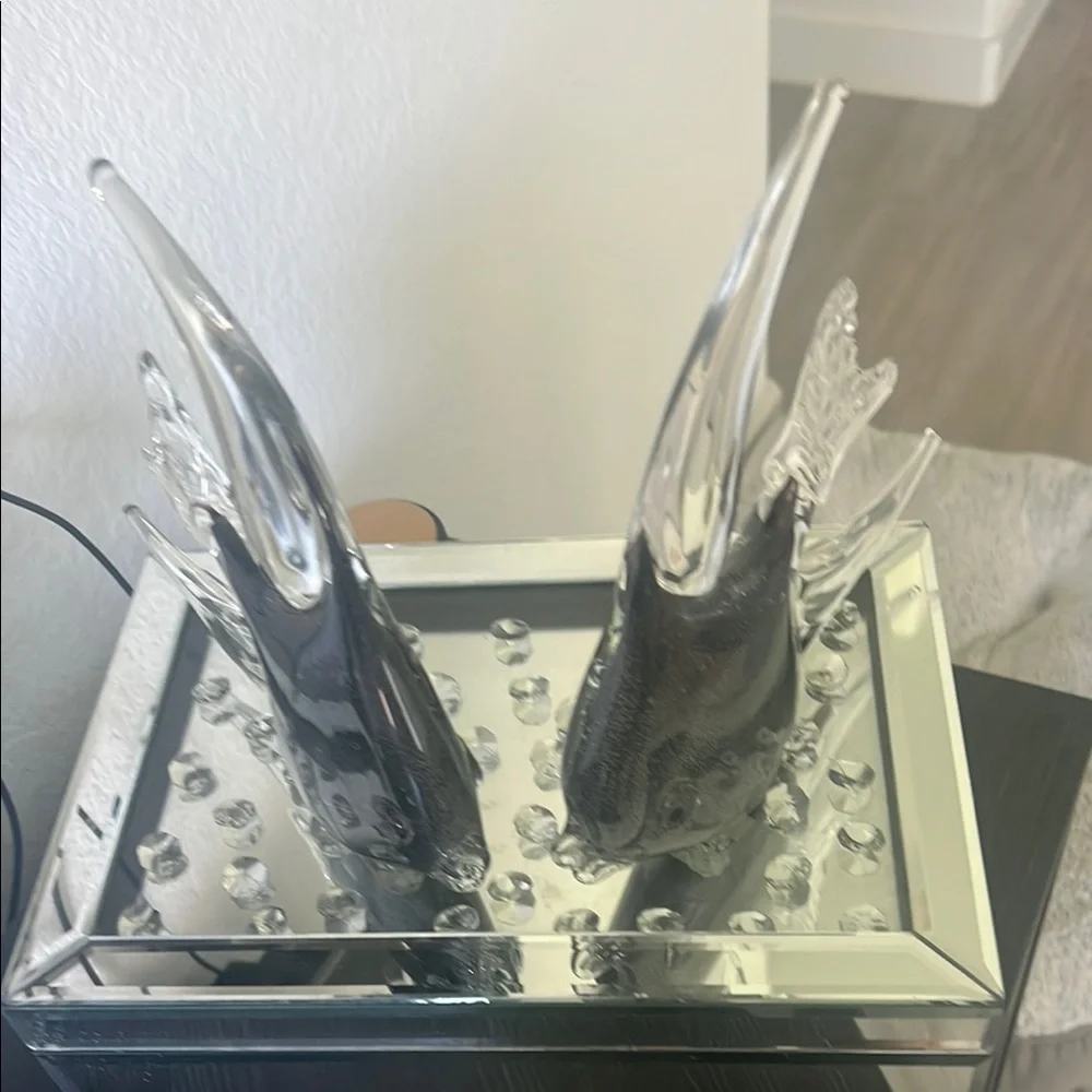 Z Gallerie Glass Fish Sculpture with Black Accents